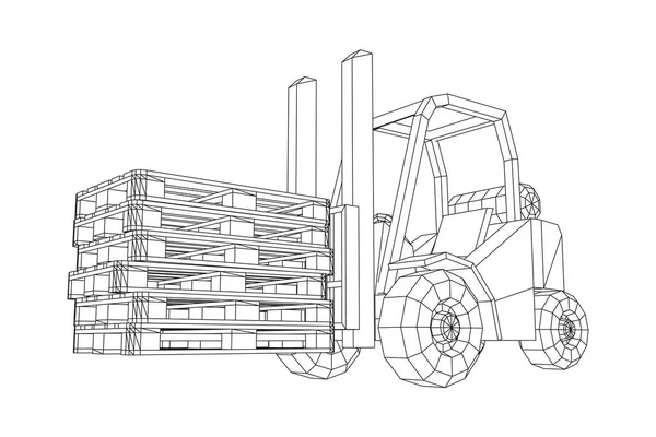 Carretilla elevadora Carretilla elevadora con plataforma de carga para almacén. — Archivo Imágenes Vectoriales