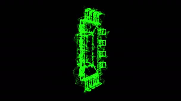 Microchip procesador cuántico CPU wireframe — Vídeos de Stock