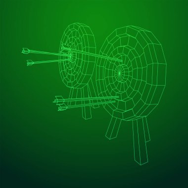 Okçuluk hedefi. Oklar hedefin yuvarlak konseptini vuruyor