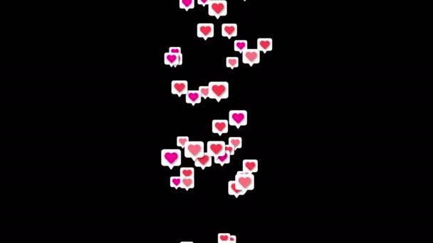 Sweet hearts flow likes in speech bubbles — Stock Video