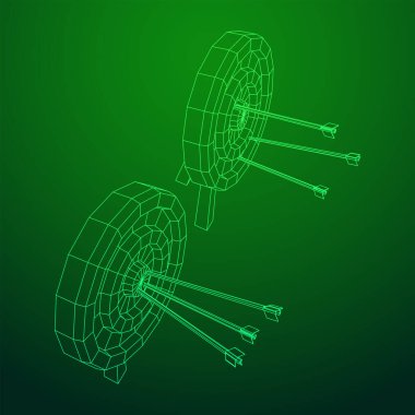 Okçuluk hedefi. Oklar hedefin yuvarlak konseptini vuruyor