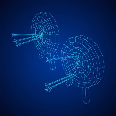 Okçuluk hedefi. Oklar hedefin yuvarlak konseptini vuruyor