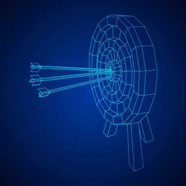 Okçuluk hedefi. Oklar hedefin yuvarlak konseptini vuruyor