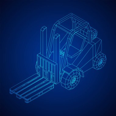 Depo için yük paleti taşıyan bir yük kamyonu..