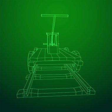 El arabası taşımacılığı. Draisine ya da demiryolu aracı. Kablo çerçevesi düşük yalan makinesi