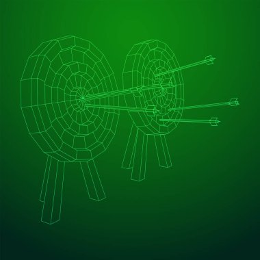 Okçuluk hedefi. Oklar hedefin yuvarlak konseptini vuruyor