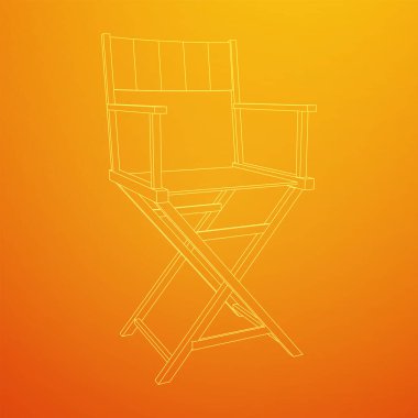Yönetmen film işyeri koltuğu. Kablo çerçevesi düşük poli ağ