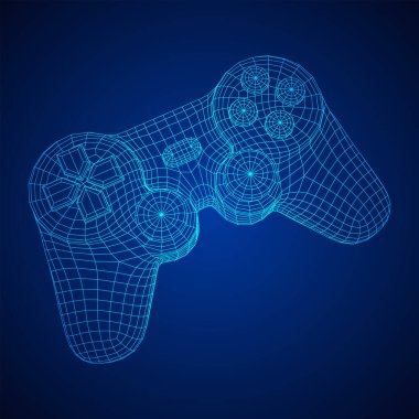 Video oyunları için oyun denetleyici ya da oyun alanı. Kablo çerçevesi düşük poli ağ