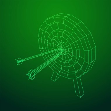 Okçuluk hedefi. Oklar hedefin yuvarlak konseptini vuruyor