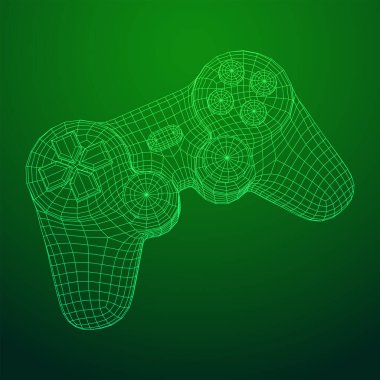 Video oyunları için oyun denetleyici ya da oyun alanı. Kablo çerçevesi düşük poli ağ