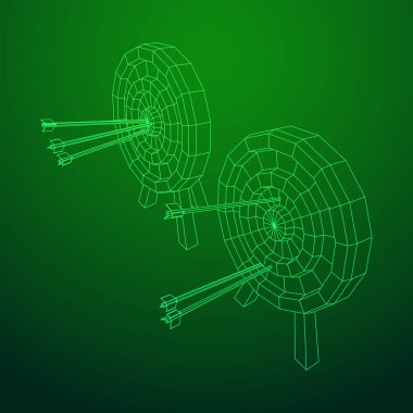 Okçuluk hedefi. Oklar hedefin yuvarlak konseptini vuruyor