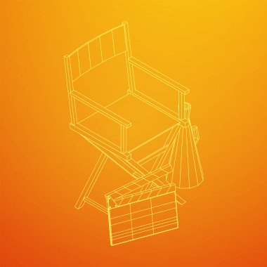 Yönetmen film işyeri koltuğu. Kablo çerçevesi düşük poli ağ