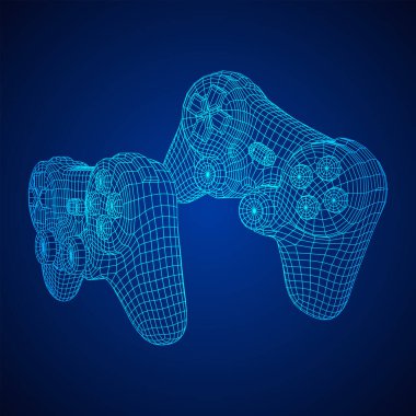 Video oyunları için oyun denetleyici ya da oyun alanı. Kablo çerçevesi düşük poli ağ