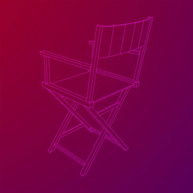 Director movie workplace chair. Wireframe low poly mesh clipart