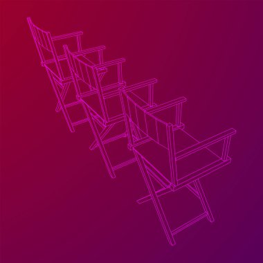 Yönetmen film işyeri koltuğu. Kablo çerçevesi düşük poli ağ