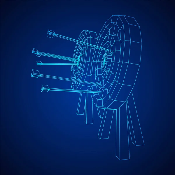 Objetivo de tiro con arco. Las flechas golpearon el concepto objetivo redondo — Archivo Imágenes Vectoriales