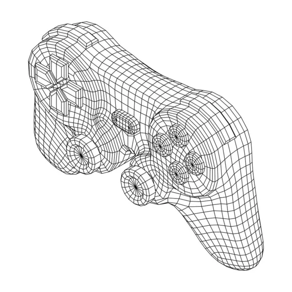 Χειριστήριο παιχνιδιού ή gamepad για βιντεοπαιχνίδια. Wireframe χαμηλό πολυ πλέγμα — Διανυσματικό Αρχείο