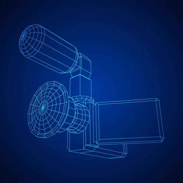 Digitale videocamera met draaibaar scherm en externe microfoon — Stockvector