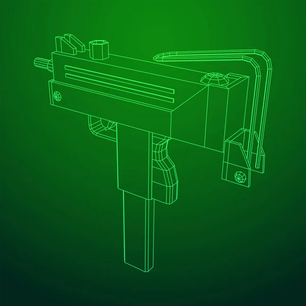 Пистолет-пулемет современного типа. Низкая полисетка Вифрэма — стоковый вектор