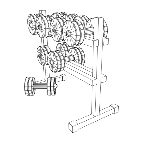 Dumbbells Equipamento de ginástica. Musculação, powerlifting, conceito de fitness —  Vetores de Stock