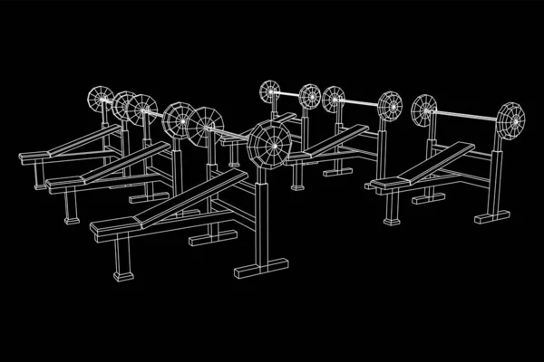 Barbell avec poids. Équipement de gymnastique. bodybuilding, haltérophilie — Image vectorielle