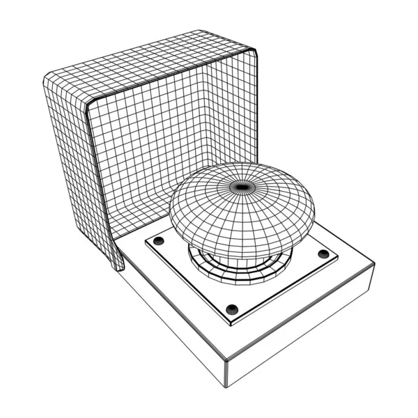 Gran botón de lanzamiento de pánico. Malla de polietileno baja Wireframe — Vector de stock