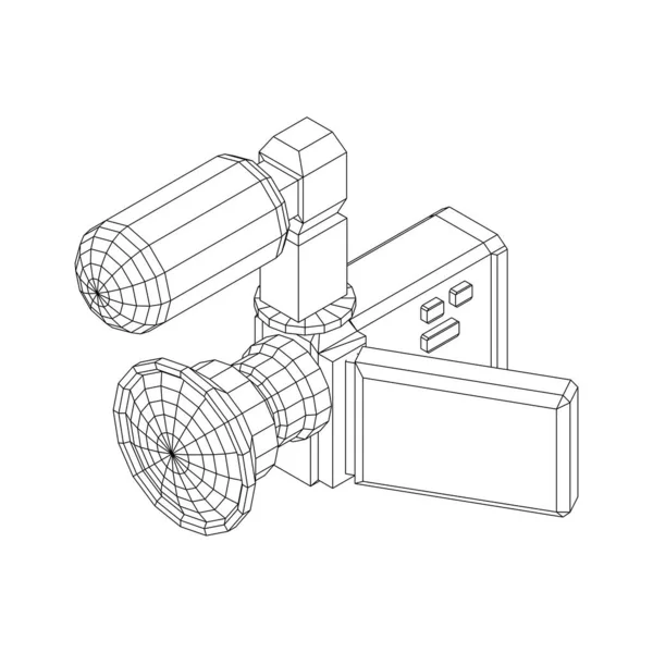 Digitální ruční videokamera s otočnou obrazovkou a vnějším mikrofonem — Stockový vektor