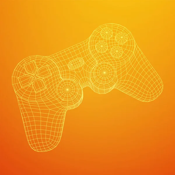 Játékvezérlő vagy gamepad videojátékokhoz. Wireframe alacsony poli (poli) háló — Stock Vector