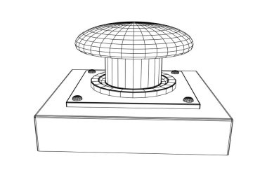 Büyük panik başlatma düğmesi. Kablo çerçevesi düşük poli ağ