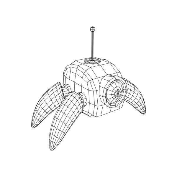 Robot araña con antena radar. Nanobot, nanotecnología concepto médico — Archivo Imágenes Vectoriales