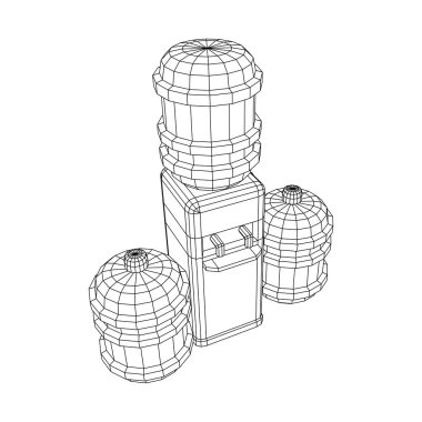 Dolu şişeli su soğutucusu. Dinlendirici ofis kavramı