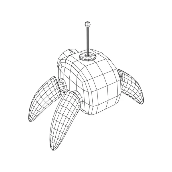 Robot araignée avec antenne radar. Nanobot, nanotechnologie concept médical — Image vectorielle