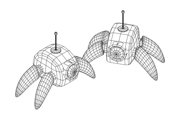 Spinnenroboter mit Radarantenne. Nanobot, medizinisches Konzept der Nanotechnologie — Stockvektor