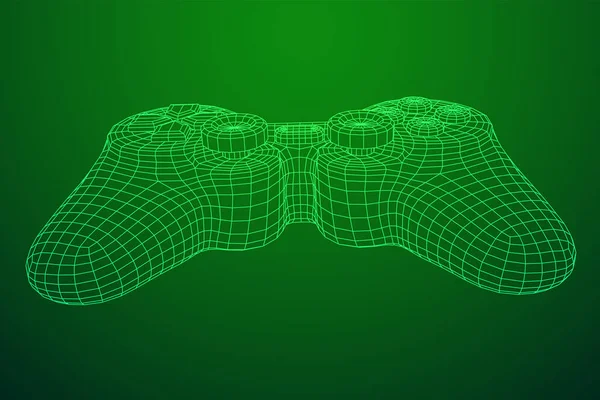 Spelkontroll eller gamepad för videospel. Wireframe låg poly mesh — Stock vektor