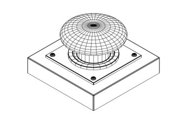 Büyük panik başlatma düğmesi. Kablo çerçevesi düşük poli ağ