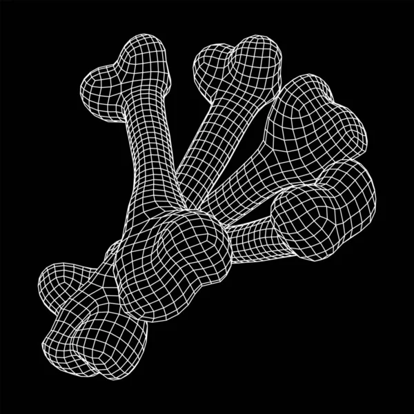 Anatomie Hondenbot object. Wireframe met lage poly mesh — Stockvector