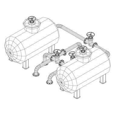 Yanıcı maddelerin depolanması için yakıt deposu ve vanalı boru hattı