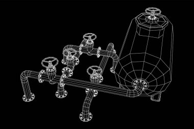 Yanıcı maddelerin depolanması için yakıt deposu ve vanalı boru hattı