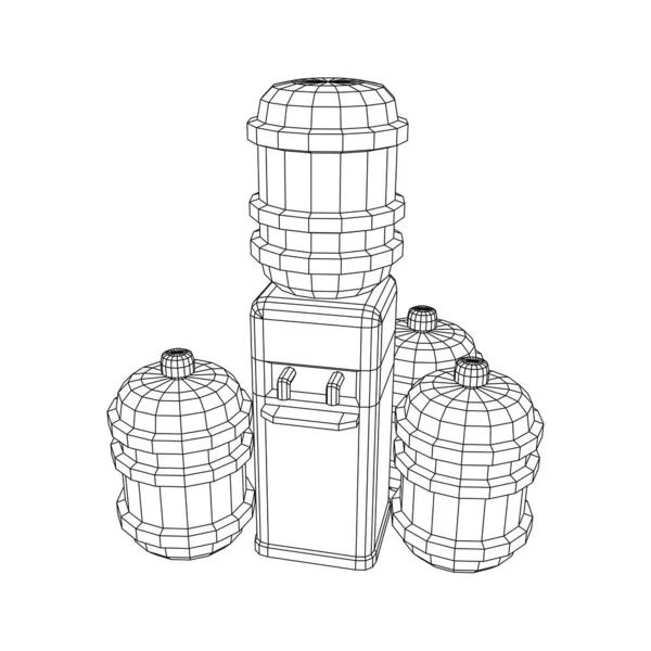 Enfriador de agua con botella completa. Concepto de oficina de refresco — Vector de stock