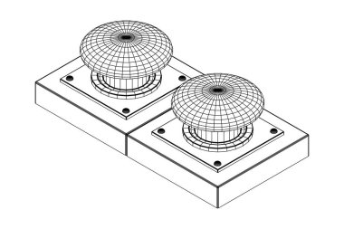 Büyük panik başlatma düğmesi. Kablo çerçevesi düşük poli ağ