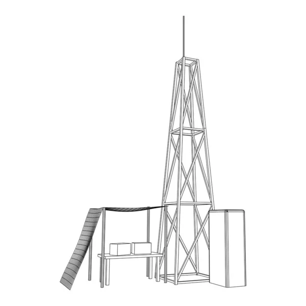 Antena. Telecomunicações torre de rádio transmissor. Conceito de comunicação — Vetor de Stock