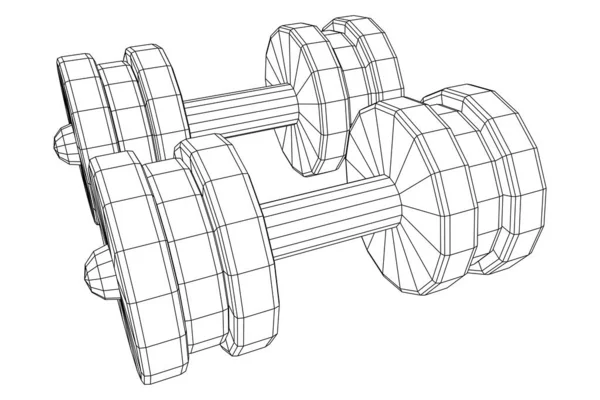 Dumbbells Equipo de gimnasio. Culturismo, levantamiento de pesas, concepto de fitness — Vector de stock