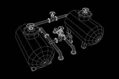 Yanıcı maddelerin depolanması için yakıt deposu ve vanalı boru hattı