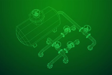 Yanıcı maddelerin depolanması için yakıt deposu ve vanalı boru hattı