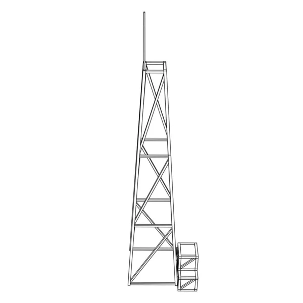 天线Antenna.电信发射机无线电塔。通信概念 — 图库矢量图片