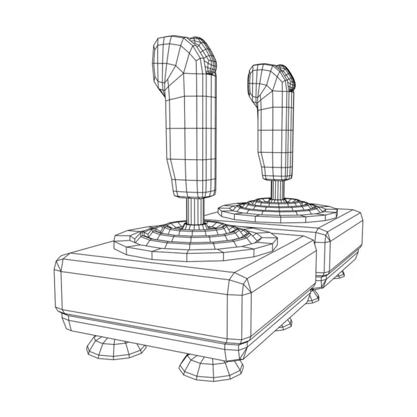 Joystick con botones. Controlador de videojuegos retro gamepad — Vector de stock