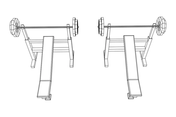 Hantel med vikter. Gym utrustning. Bodybuilding, powerlifting — Stock vektor