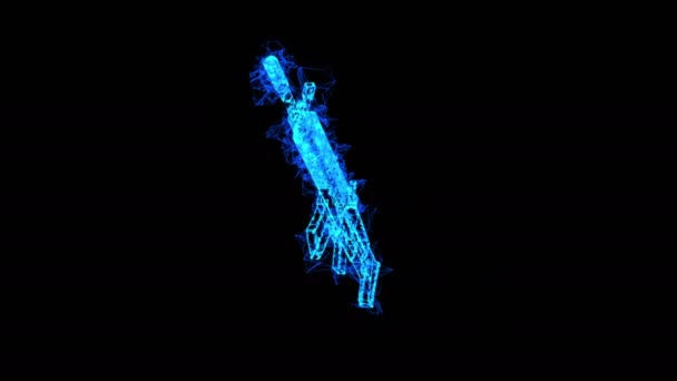 Attackgevär, automatgevär modell wireframe låg poly mesh — Stockvideo