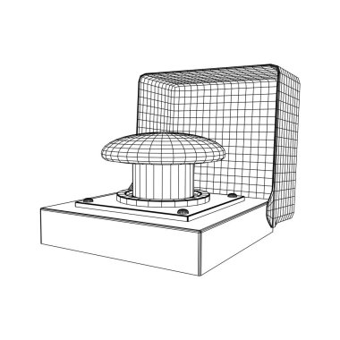 Büyük panik başlatma düğmesi. Kablo çerçevesi düşük poli ağ