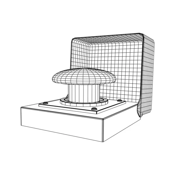 Μεγάλο κουμπί εκτόξευσης πανικού. Wireframe χαμηλό πολυ πλέγμα — Διανυσματικό Αρχείο